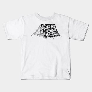 Camping Tent Line Drawing Kids T-Shirt